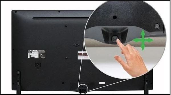 Nút nguồn tivi TCL ở mặt dưới màn hình