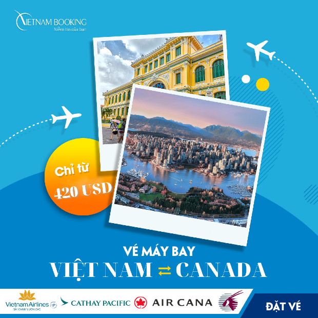 Sân bay quốc tế với máy bay chuẩn bị cất cánh, minh họa cho chuyến bay từ Việt Nam sang Canada quá cảnh.