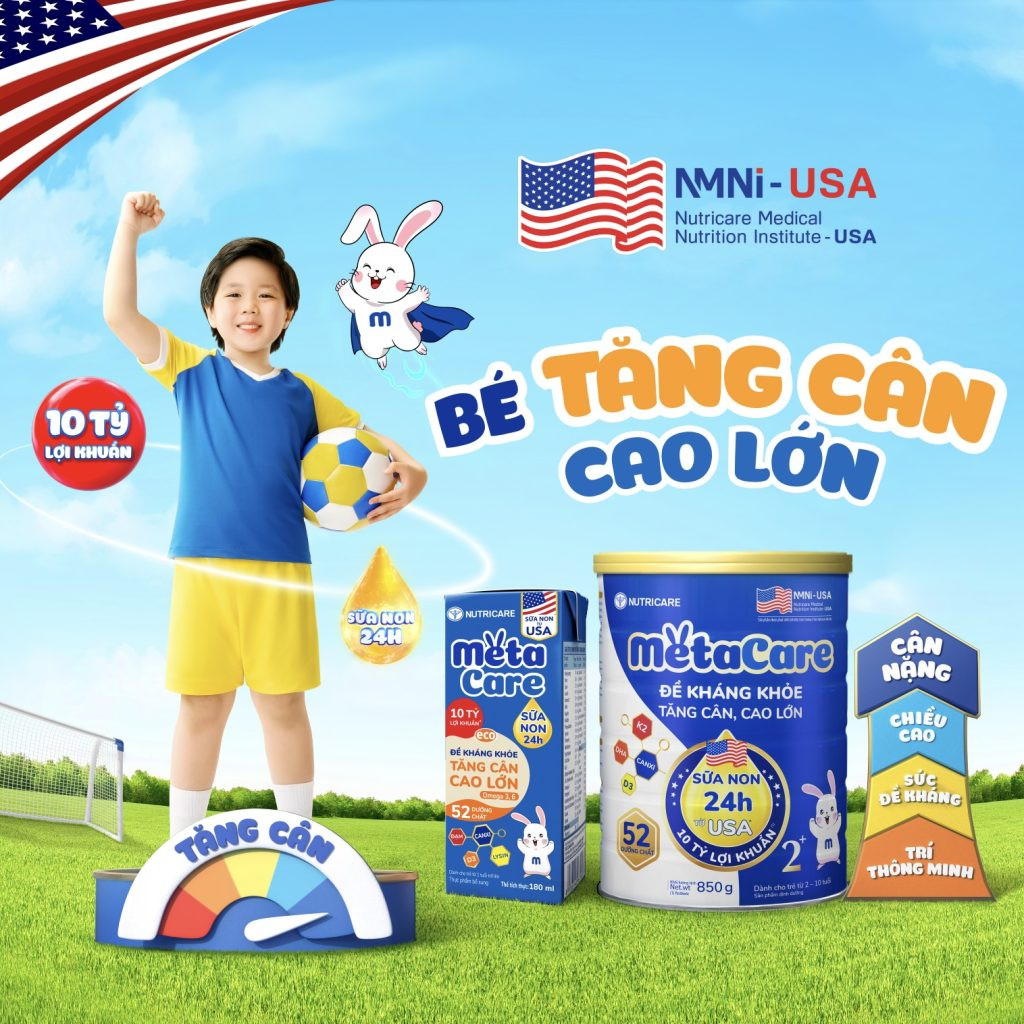 Sữa Meta Care mới ra mắt năm 2024, hỗ trợ bé phát triển toàn diện.