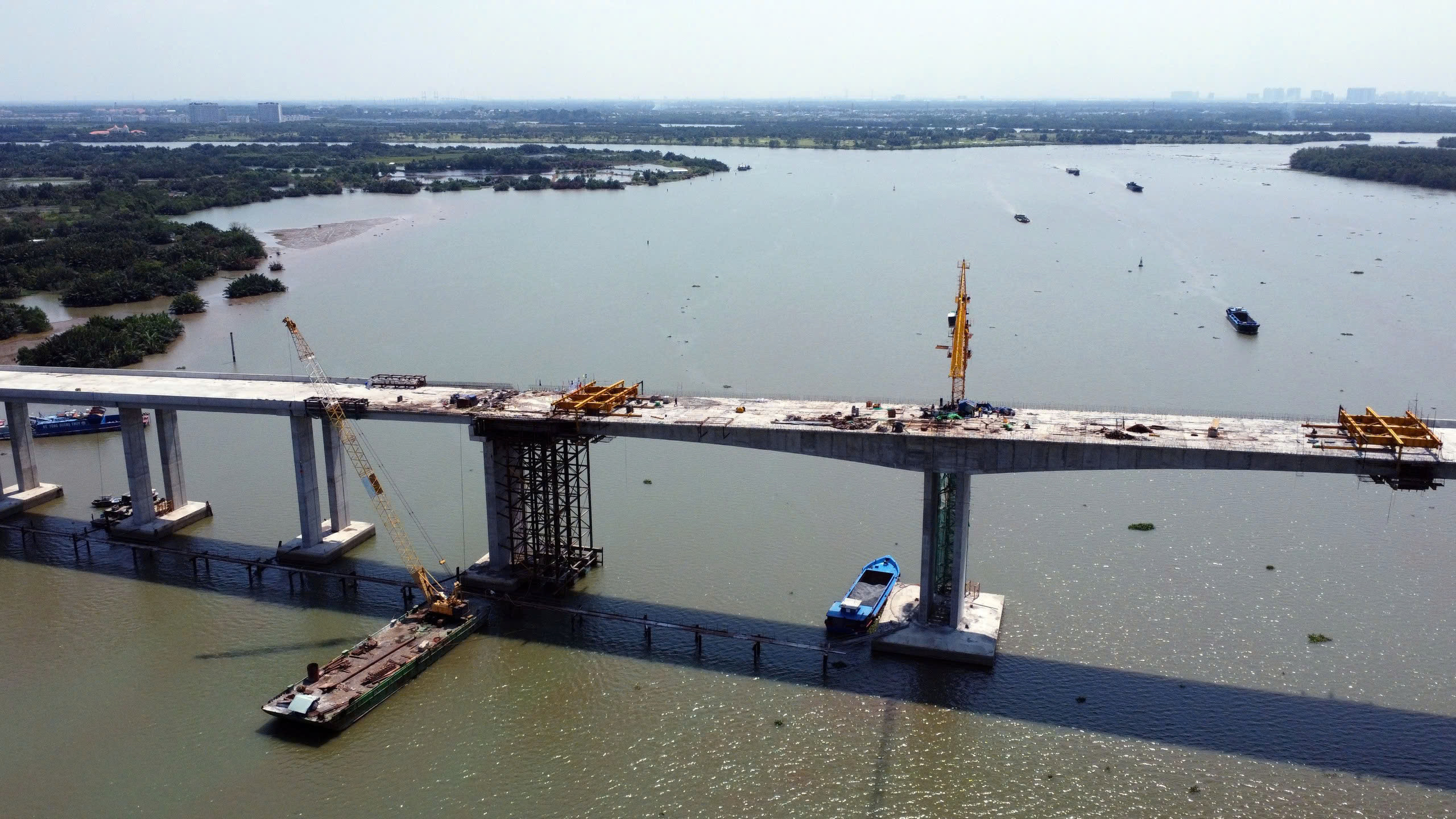 Thi công cầu Nhơn Trạch vượt sông Đồng Nai