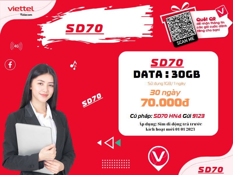 Mua Sim Sinh Viên Viettel Ở Đâu? Khám Phá Địa Điểm Uy Tín Thông tin gói cước SD70, một trong những lựa chọn mua sim sinh viên Viettel