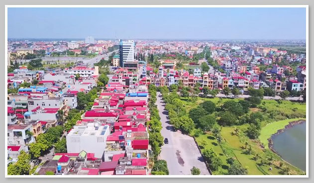 Toàn cảnh huyện Yên Mỹ Hưng Yên từ trên cao, thể hiện vị trí địa lý và quy hoạch đô thị.