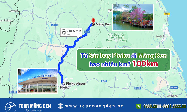 Toàn cảnh thị trấn Măng Đen mờ sương, điểm đến chính khi đi từ sân bay Pleiku đến Kon Tum