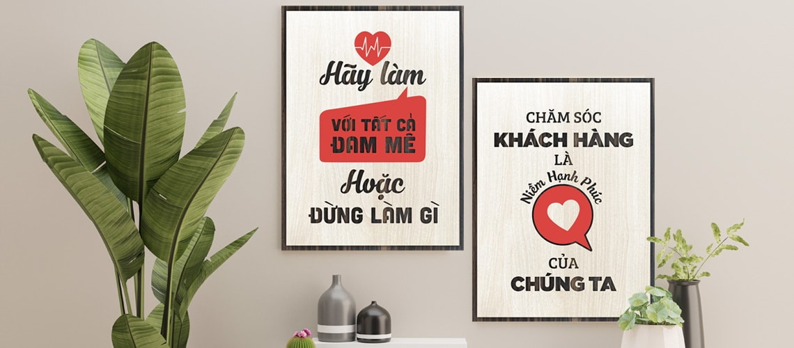 Tranh cổ động slogan trang trí văn phòng mua ở đâu