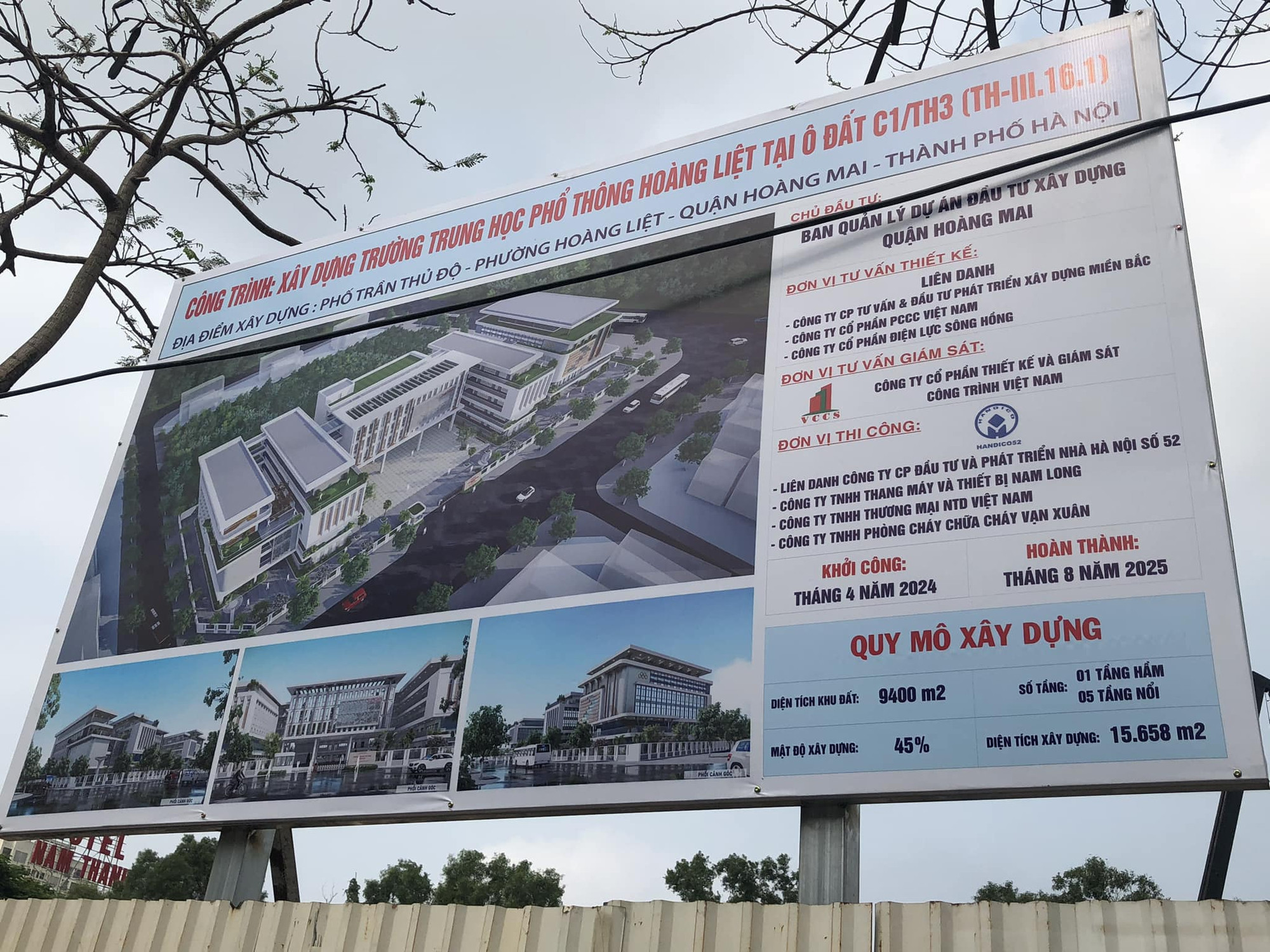 Trường THPT Đỗ Mười Quận Hoàng Mai đang thi công