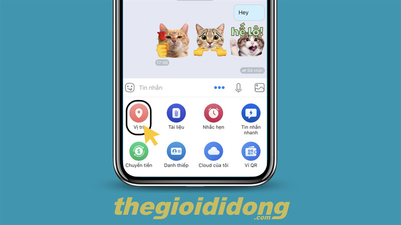 Tùy chọn vị trí trong giao diện chat Zalo