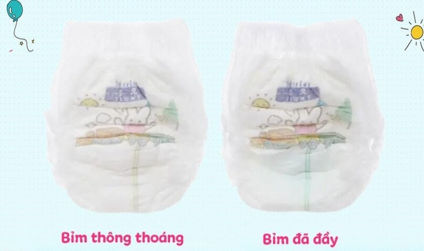 Vạch báo đầy bỉm chuyển màu xanh khi tã đầy nước tiểu