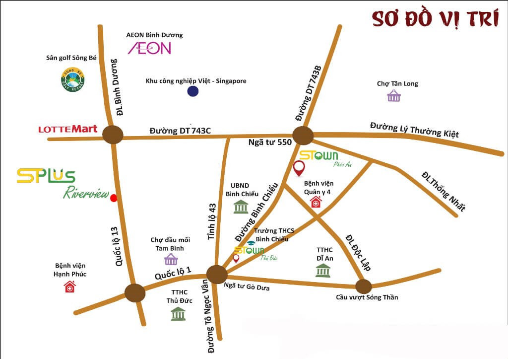 Vị trí chiến lược của căn hộ STown Phúc An Dĩ An