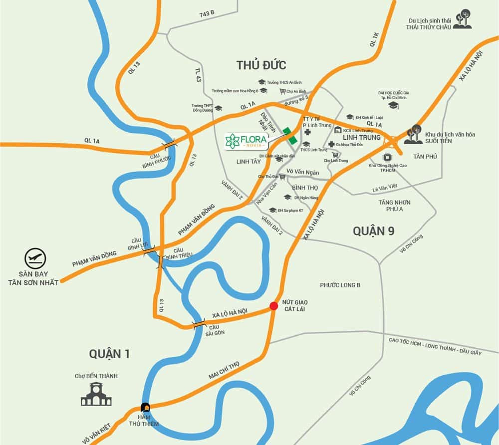 Vị trí chiến lược của dự án căn hộ Nam Long trên bản đồ