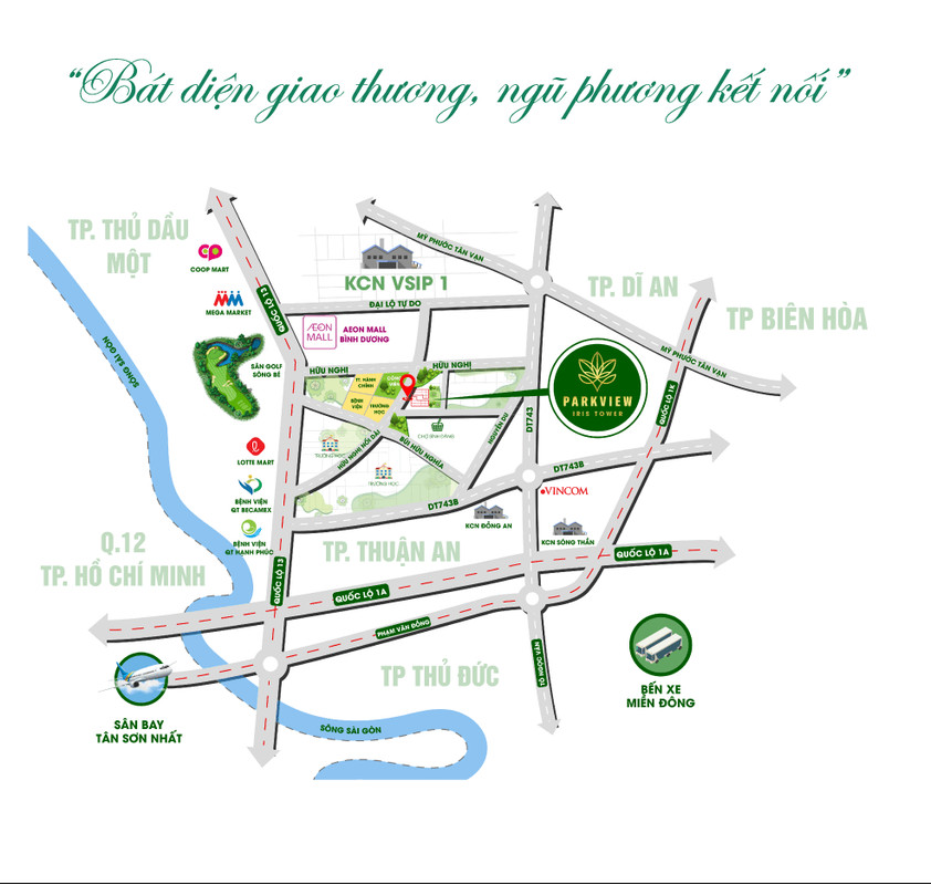 Vị Trí Chung Cư Iris Tower Thuận An Đắc Địa Vị trí dự án chung cư Iris Tower Thuận An Bình Dương