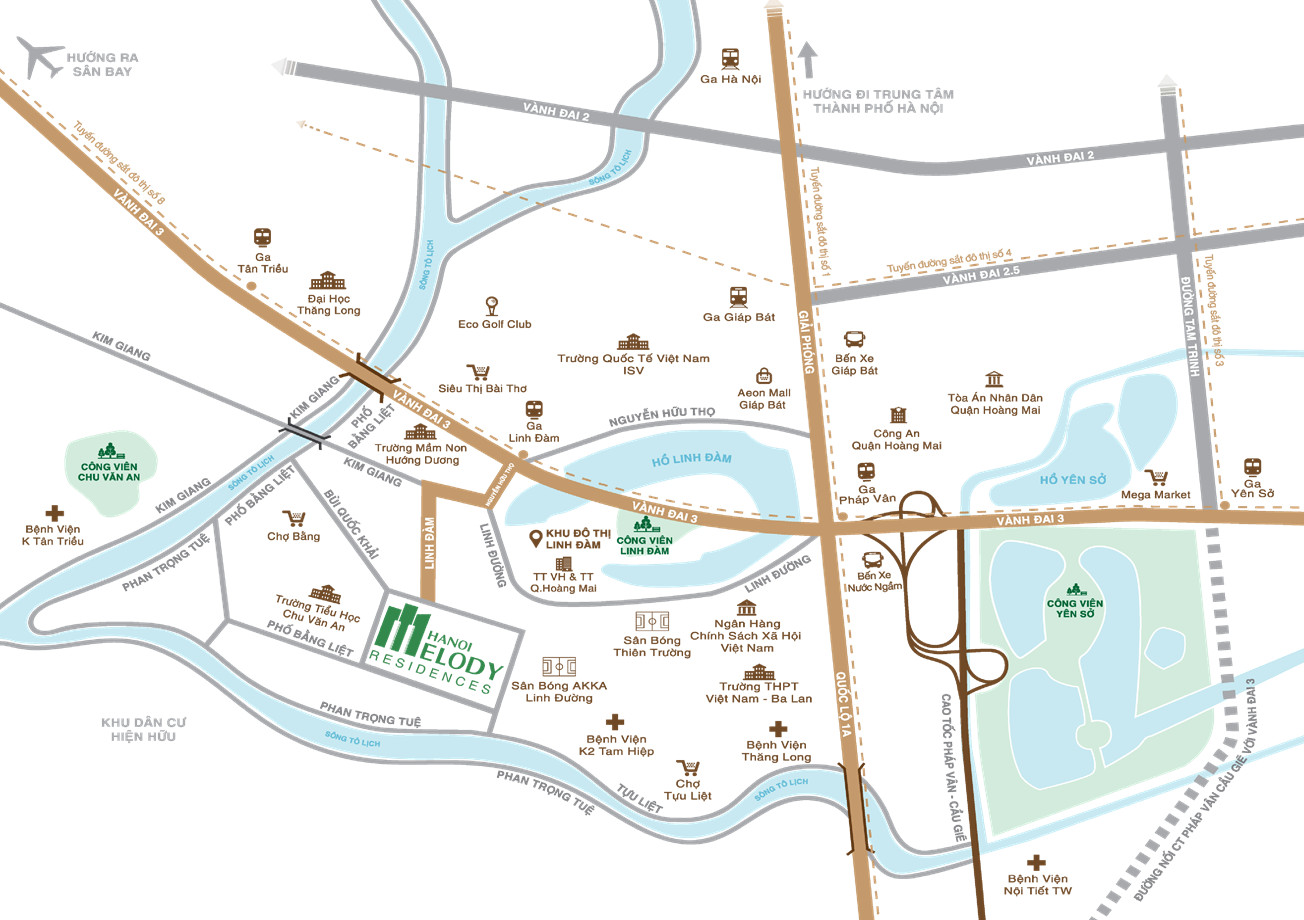 Vị trí dự án Hanoi Melody Linh Đàm