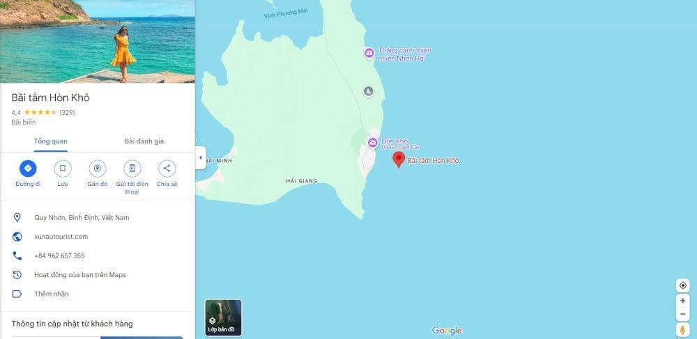 Vị trí Hòn Khô Quy Nhơn ở đâu tại xã Nhơn Hải, gần trung tâm thành phố