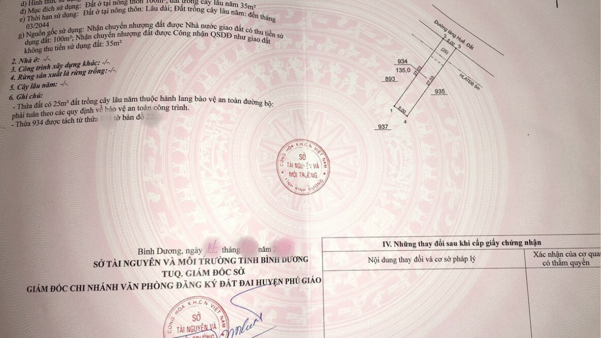 Vị trí số giấy chứng nhận quyền sử dụng đất