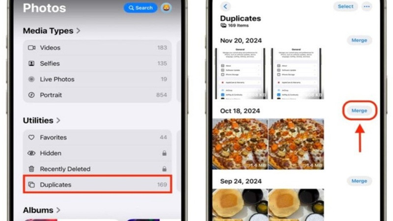 Thùng Rác iPhone Ở Đâu? Hướng Dẫn Dọn Dẹp Ảnh Hiệu Quả Xóa ảnh trùng lặp trên iPhone
