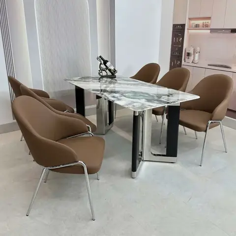 Bộ Bàn Ăn 6 Ghế Mặt Đá Hiện Đại Cao Cấp – Thiết Kế Sang Trọng & Tinh Tế