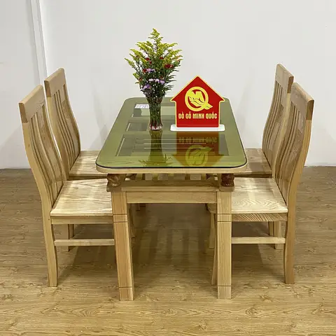 Bộ Bàn Ăn Gỗ Giá Rẻ 2 Tầng Sồi