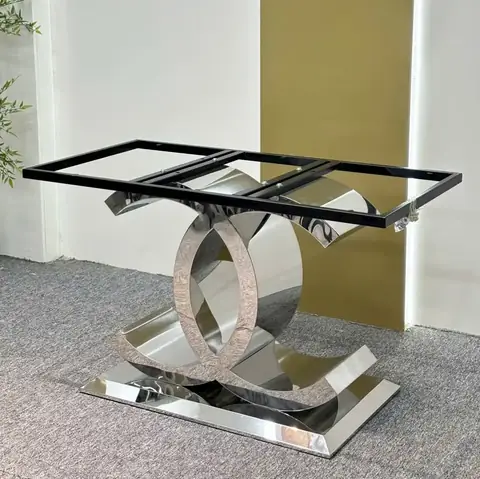 Bàn Ăn Mặt Đá Chân Inox, Ghế Bọc Da Nhập Khẩu Cao Cấp – Sang Trọng Và Hiện Đại