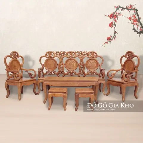 Bàn Ghế Gỗ Gõ Guột Nho - Bg032