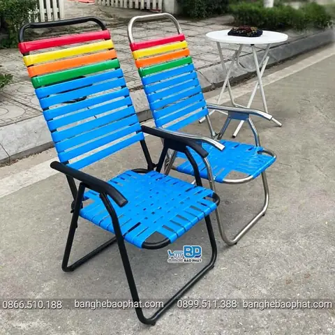 Ghế Xếp Cafe Dây Nhựa Giá Rẻ Khung Sắt