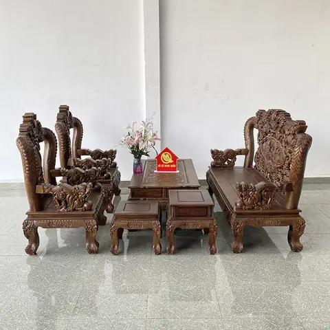 Bộ Sofa Bát Tiên Đỉnh Rồng Gỗ Mun Nam Phi - Sp700