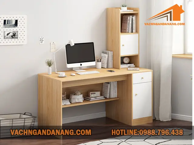 Bàn Học Liền Giá Sách Đà Nẵng Gỗ Công Nghiệp