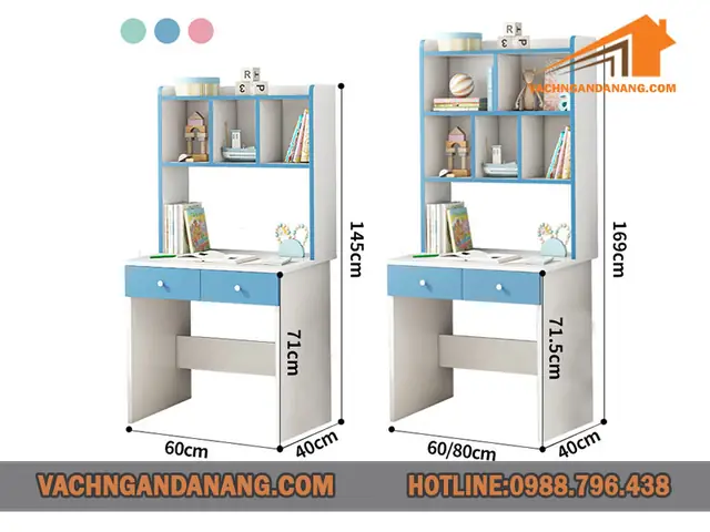 Bàn Học Liền Giá Sách Sử Dụng Nhựa Cao Cấp