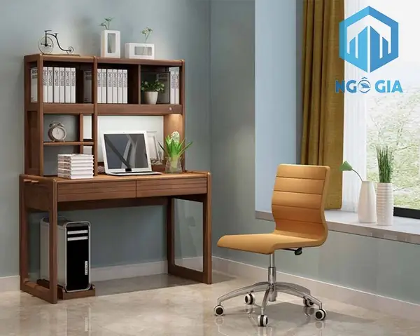 Mẫu Bàn Học Liền Giá Gồm 2 Tầng, 3 Ngăn Tiện Lợi