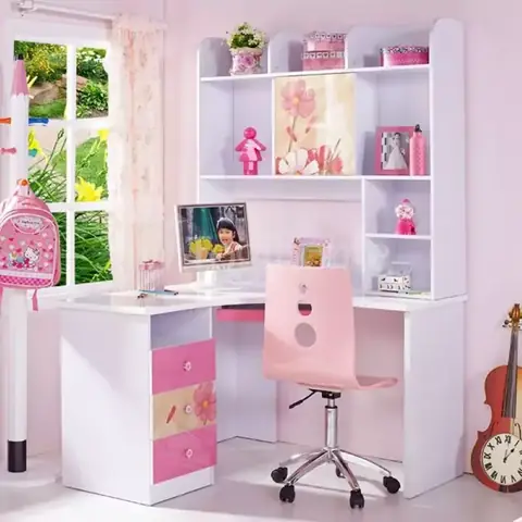 Bàn Học Màu Hồng Kèm Tủ Kệ Cho Bé Gái Bàn Học Màu Hồng Kèm Tủ Kệ Cho Bé Gái