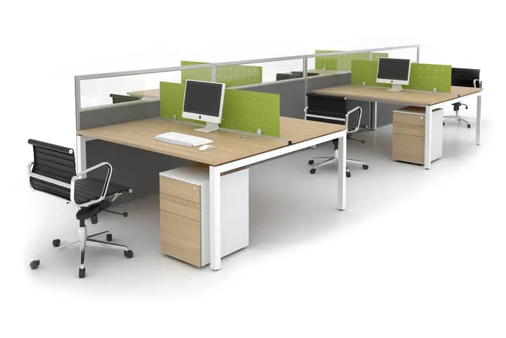 Module Bàn Làm Việc Chữ Thập Có Vách Ngăn