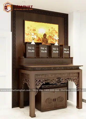 Bàn Thờ Tam Cấp Thờ Phật Và Gia Tiên