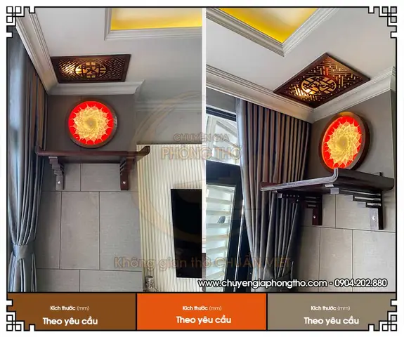 Bàn Thờ Treo Tường Btt05 Và Tranh Lá Bồ Đề Tại Hoàng Mai