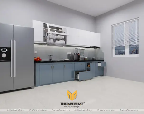 Tủ Bếp Acrylic An Cườngvới Hình Thẳng Hay Còn Gọi Là Hình Chữ I.