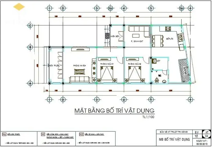 Mẫu Nhà Cấp 4 Đẹp 5×20 Mái Tôn