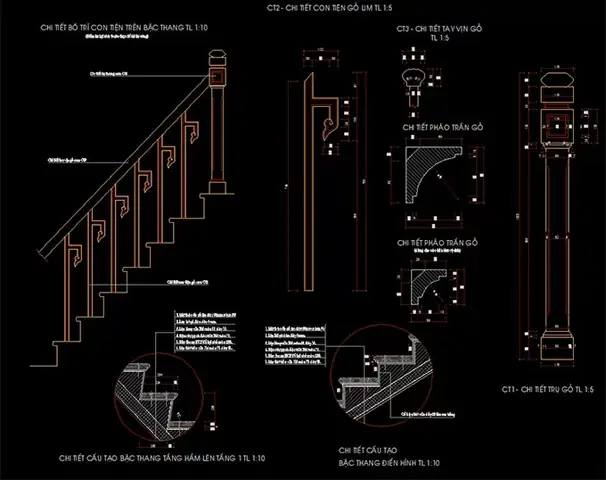 Bản Vẽ Mẫu Cầu Thang Nhà Ống 5m