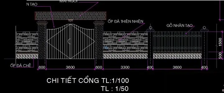 Bản Vẽ Cổng Bê Tông, Mái Ngói, Hàng Rào Gỗ Đẹp Bản Vẽ Cổng Bê Tông, Mái Ngói, Hàng Rào Gỗ Đẹp