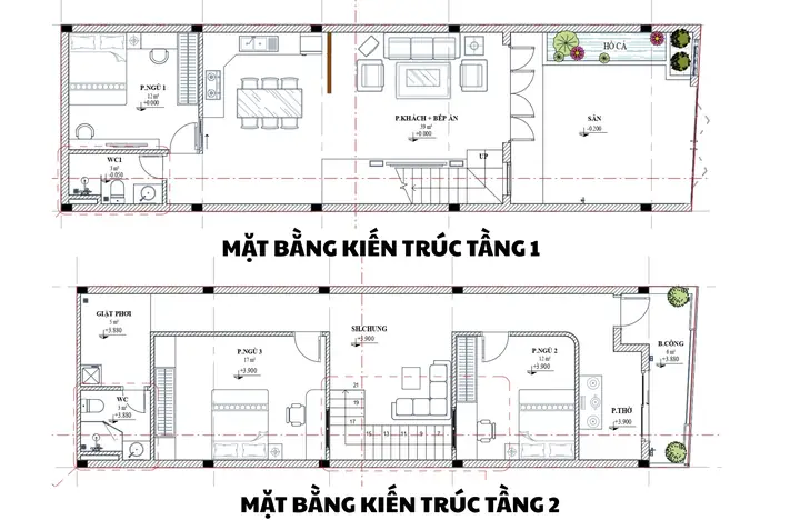Mẫu Nhà 2 Tầng Mái Nhật 5×20