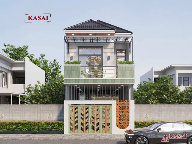 Mẫu Nhà 2 Tầng Mái Nhật 5×20