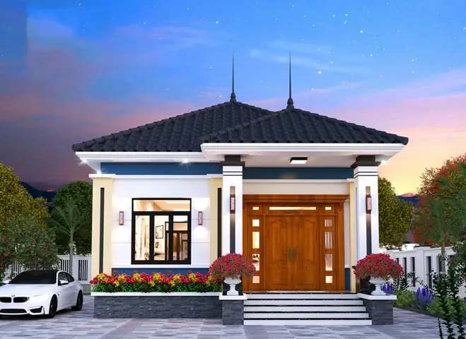 Mẫu Nhà Cấp 4 3 Phòng Ngủ 100m2 Mái Thái