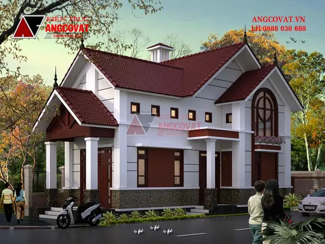 Mẫu 3: Chia Sẻ Bản Vẽ Nhà Cấp 4 Gác Lửng Mái Thái Đỏ Tươi Diện Tích 70m2 Phong Cách Hiện Đại Trẻ Trung