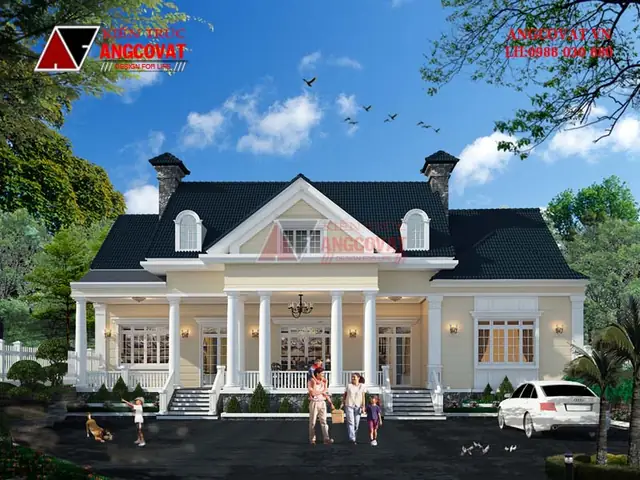 Mẫu 5: Chia Sẻ Bản Vẽ Nhà Cấp 4 Gác Lửng Mái Thái Diện Tích 200m2 Kiểu Pháp Xinh Đẹp, Lãng Mạn