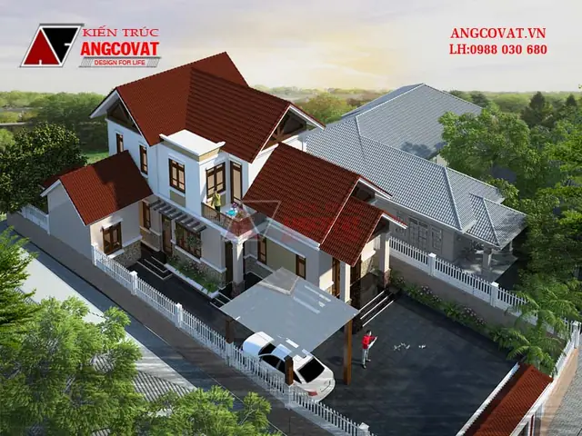 Mẫu 4: Phương Án Thiết Kế Bản Vẽ Nhà Cấp 4 Gác Lửng Mái Thái Diện Tích 100m2 Hấp Dẫn