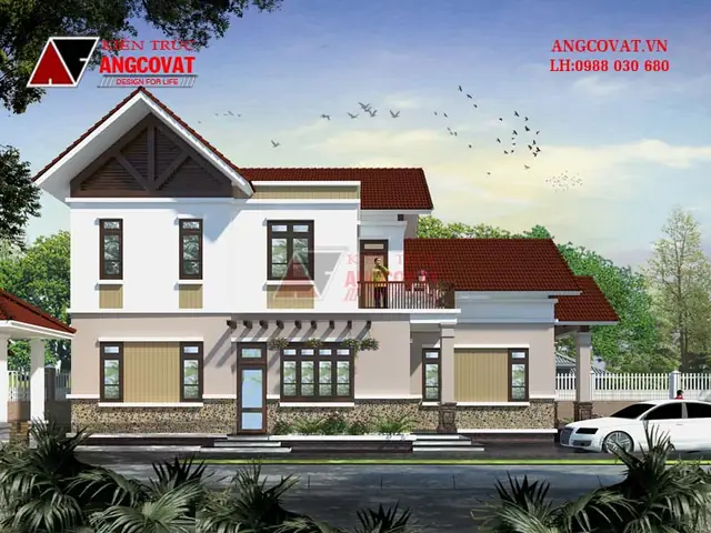 Mẫu 4: Phương Án Thiết Kế Bản Vẽ Nhà Cấp 4 Gác Lửng Mái Thái Diện Tích 100m2 Hấp Dẫn