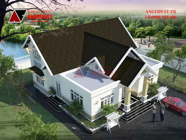 Mẫu 1: Bản Vẽ Nhà Cấp 4 Gác Lửng Mái Thái Phong Cách Châu Âu Diện Tích 190m2