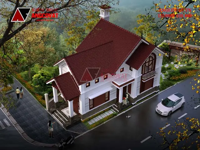 Mẫu 3: Chia Sẻ Bản Vẽ Nhà Cấp 4 Gác Lửng Mái Thái Đỏ Tươi Diện Tích 70m2 Phong Cách Hiện Đại Trẻ Trung