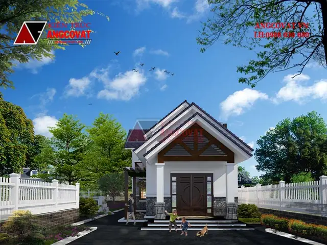 Mẫu 2: Tham Khảo Bản Vẽ Nhà Cấp 4 Gác Lửng Mái Thái Diện Tích 120m2 Có 3 Phòng Ngủ