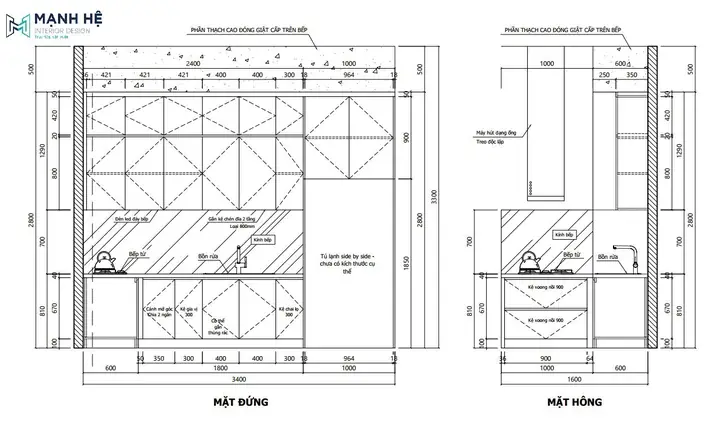 Bản Vẽ Tủ Bếp Chữ I