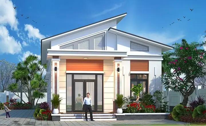Nhà Vườn Cấp 4 Kiểu Mái Lệch