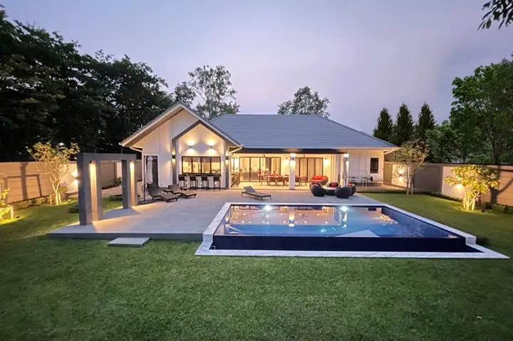 Thiết Kế Biệt Thự Sân Vườn 1 Tầng Có Hồ Bơi