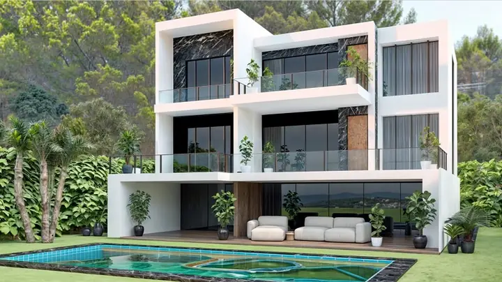 Thiết Kế Biệt Thự Nhà Vườn Có Hồ Bơi 3 Tầng