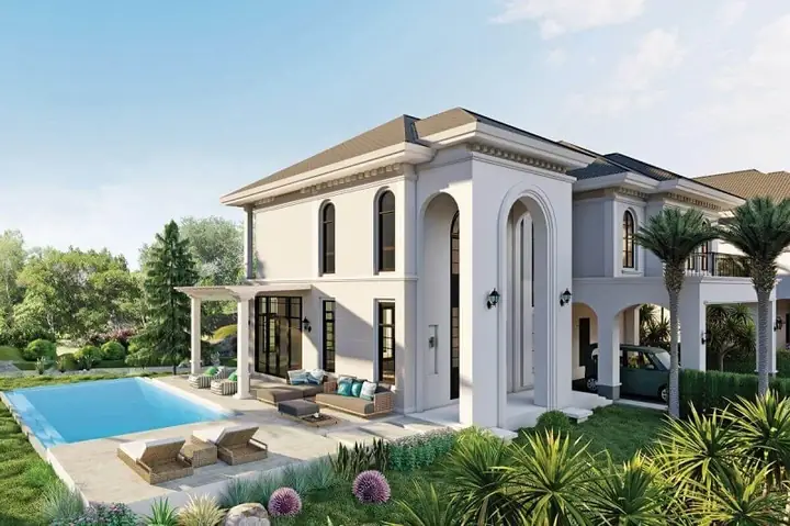 Mẫu Thiết Kế Biệt Thự Sân Vườn Có Hồ Bơi Mái Nhật